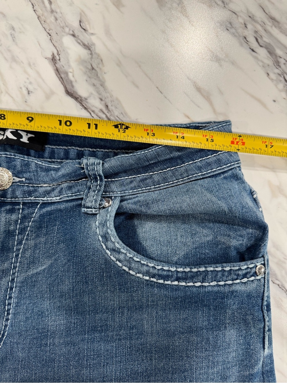 SKYPremium Collection Women's Jeans Size 15/16 Flare Leg High Rise Blue Denim - Picture 6 of 14